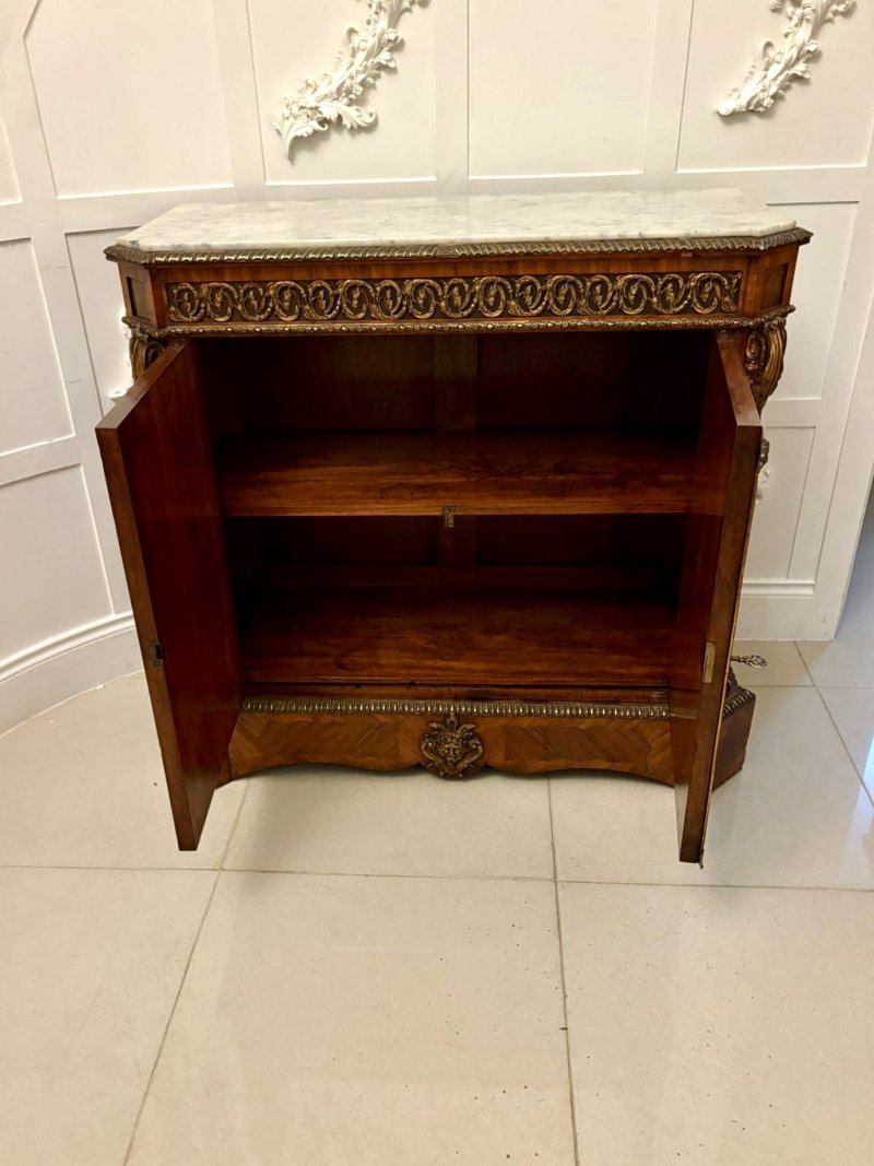 Exceptional Quality Antique French Louis XVI Style Marble-Top Side Cabinet